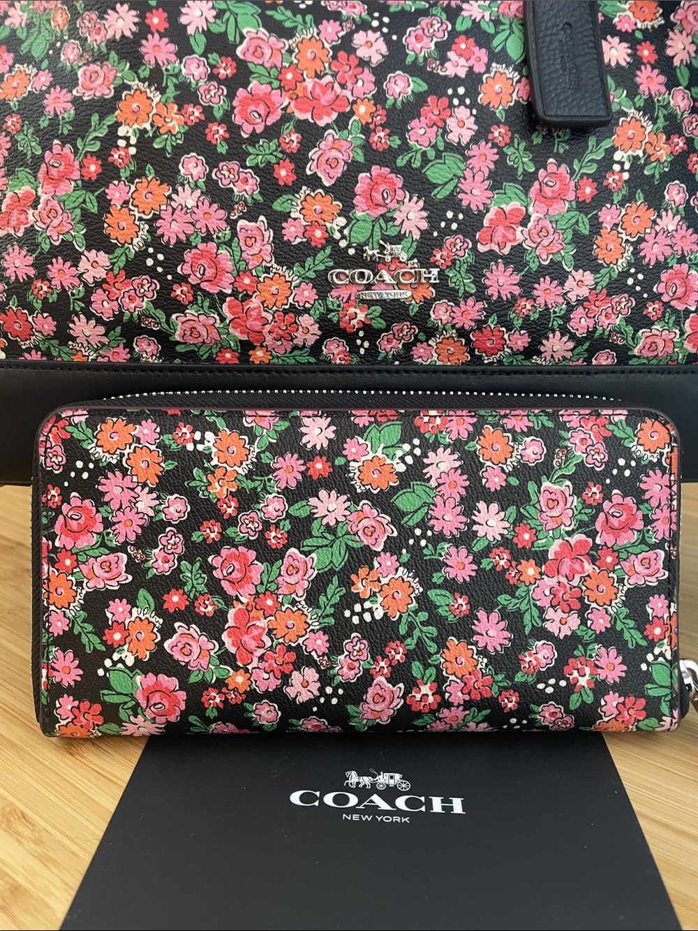 Coach Sierra Posey Cluster Floral Satchel, Wallet & Leather Strap Crossbody Set - Picture 13 of 17